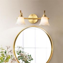 bathroom glass light UK - Wall Lamp Modern European Gold Glass Mirror Light For Bathroom Bed Room Classical Simple 2 3 Heads 2000