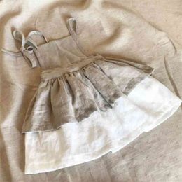 Summer Korean Japan Style Baby Girls Dresses Toddler Girl Dress Linen Vintage Clothes Fashion Brand Kids 210521