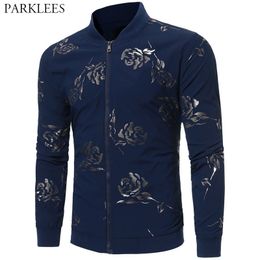 Floral Bronzing Printed Mens Baseball Jacket Casual Spring Autumn Men Bomber Jacket Streetwear Jacket Mens Jackets and Coats XL 210524