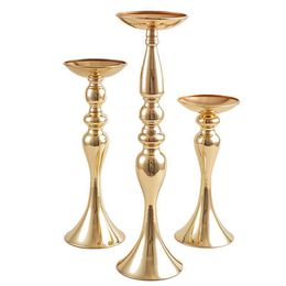 Candle Holders 51cm/20" Gold Flower Vase Table Centrepiece Event Rack Road Lead Wedding Decoration Metal Candlestick