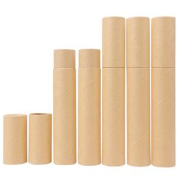 3.5x20.7cm Empty Kraft Paper Incense Tube Brown Barrel Storage Box For pencil Joss Stick Convenient Carrying Tea boxes