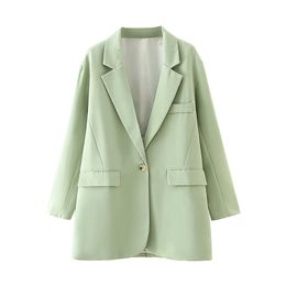 women elegant green long blazer jackets fashion ladies notched collar jacket suits vintage female chic suit girls 210430