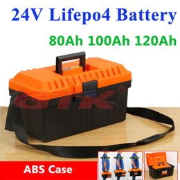 High capacity 24V 80Ah 100Ah 120A lifepo4 lithium battery pack for electric tricycle fishing boat industrial robots+10A Charger