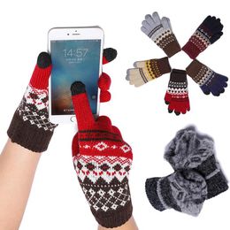 Fingerless Gloves Thicken Screen Sense Female Warm Knitted Winter Women Cotton Mittens Cycling Stretch Guantes Mujer Luvas