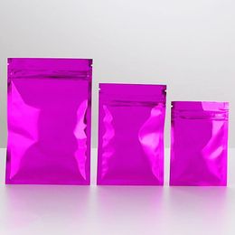 400Pcs Resealable Aluminum Foil Purple Packaging Bags Mylar Ziper Lock Packing Pouch Various Sizes Food Storage Bag