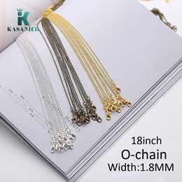 10pcs/Lot 1.2mm Silver/Gold/Bronze Thin Cross Link Chain Fine chain 18inch Womens Silver "O" Necklace Factory Price Direct Sales