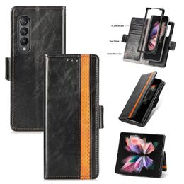 Bussiness Style Leather Flip Wallet Phone Case for Samsung Galaxy Z Fold 3 5G Kickstand Card Holder Cover