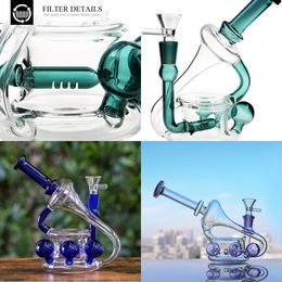 hookahs 5.5 inches purple bongs heady glass dab rigs smoking pipes recycler unique bong cigarette accessories 14mm bowl