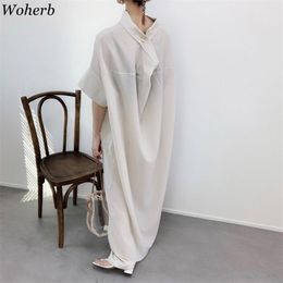 Female Long Dress Summer Thin Elegant Robe Women Oversized Casual Solid Dresses Japanese Straight Loose Vestidos 210519