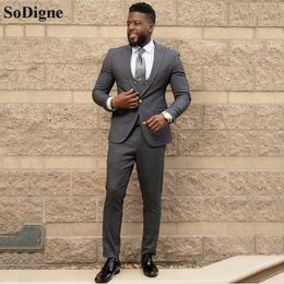 Traje Gris Oscuro Para El Novio Oferta Online | DHgate.com
