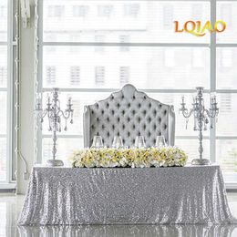 18 Colours 225cmX330cm Glitter Silver Sequin Tablecloth 90x132 inches Wedding Tablecloth Decoration Rectangle Sequin Table cloth SH190925