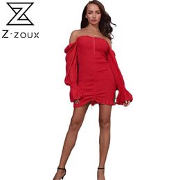 Women Dress Red White Chiffon es Slash Neck Off The Shoulder Mini Drawstring Backless Slim Sexy Summer es 210513