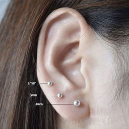 Set of 3 pair 925 sterling ball stud earrings 2mm 3mm 4mm silver tiny earring