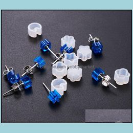 Moulds Jewellery Tools & Equipment Mini Stud Earrings Sile Mould Crystal Epoxy Handmade Star Flower Shape Earring Pendant Ear Hook Diy Resin Dro