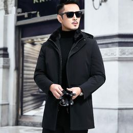 Men's Leather & Faux Natural Fur Parka Liner Winter Coat Men Real Jacket For Mens Clothing Plus Size Windbreaker Casaco Y8713 YY803