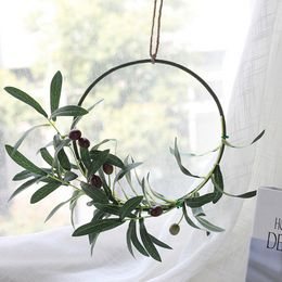Green Artificial Olive fruit wreath Simulation Plant Olive Leaf Home Wedding Decoration Fake Flower Christmas wall door Pendant