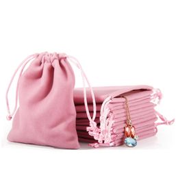 New Velvet Jewelry Drawstring Cord Gift Bags Pink Ice gray Dust Proof Cosmetic Storage Bags DH8585