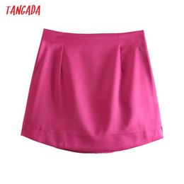 Tangada Women pink Skirts Faldas Mujer Zipper French Style Female Mini Skirt AB07 210609