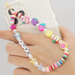 Link, Chain 2021 For Phone Charm Star Beaded Chains Telephone Straps Jewellery Fruit Colourful Heishi Beads Mobile Lanyard