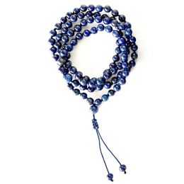 MG1034 6 mm Lapis Lazuli AdjustableHand Knotted Bracelet Meditation Prayer Bracelet 108 Mala Beads Bracelet Best Yoga Gift