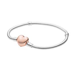 Heart Silver 925 Rose gold for charm bracelet bead jewelry women fashion gift
