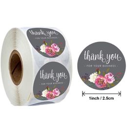 1 inch Floral Thank You Stickers Thankyou for Your Business Coated Paper Seal Label Sticker Handmade Craft Envelope Invitation Card