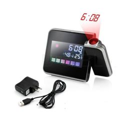 The latest table clock, weather station projection, creative USB charging, silent LED Colour weather electronic alarm clocks, many styles to choose