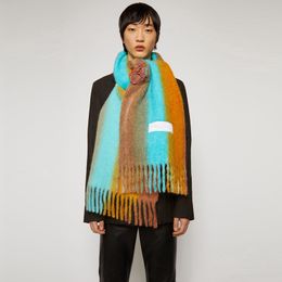 Fashion leisure scarves same Colour matching spray dyed scarf women's autumn and winter thickened Cashmere Shawl stripe gradient dual-purpose