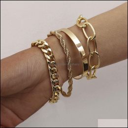 Link, Bracelets Jewelrybracelet Golden Sier Smooth C Shape Mashup Twist Chain Contracted Thread O Capacity Fashion Aessoriessuit Bracelet Dr