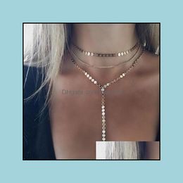 Pendant & Pendants Jewelrytrendy Girl Necklace Mtilayer Chain Women Sier Colour Bohemia Stainless Steel Necklaces Jewellery Lady Collares Drop