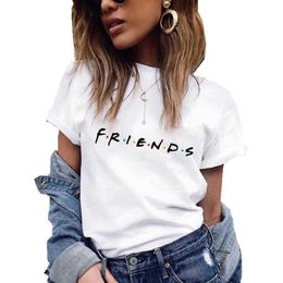 Friends Printing T Shirt Summer Women Short Sleeve Leisure Top Tee Casual Ladies Female T Shirts Plus Size Woman Clothing X0628