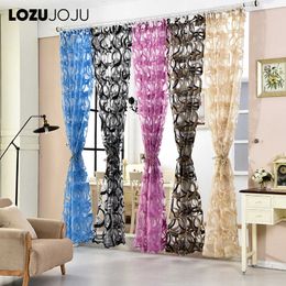 LOZUJOJU Modern organza transparent tulle Curtain window treatments sheer panelpurple Curtain for living room endless design 210712