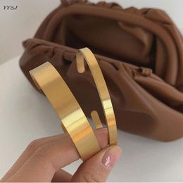 Bangle Wide Cuff Bangles For Women Stainless Steel Gold Open Bracelet Minimalist Jewellery Wholesale Items Trendy 2021