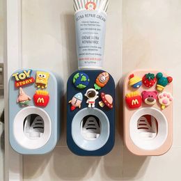 Automatic Kids Toothpaste Dispenser Squeezer for Children Household Cartoon Toothbrush Holder Bathroom Accessories 210709206H