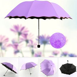 Simple Fashion Women Umbrella Windproof Sunscreen Magic Flower Dome Ultraviolet-proof Parasol Sun Rain Folding Umbrellas SLC88 210721