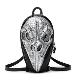 Fashion 3D Embossed Bird Skull Backpack Women Men unique Rock Bag whimsical Cool gifts Shoulder Bag For Teenagers Halloween Schoolbags