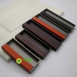 2 pcs Leather dark handle embedded hidden light luxury sliding door invisible slotted cabinet drawer
