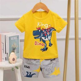 Baby Unicorn Pyjamas Suit Toddler Boys Dinosaur Underwear kids Short Sleeves Pjs Cute Cartoon Sleeping Clothes For Girls Summer 211130