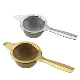 2021 Stainless Steel Tea Strainer Filter Fine Mesh Infuser Coffee Cocktail Food Reusable Gold Silver Color DHL