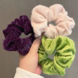 Sweet Hair Rope Ring Solid Colour Plush Women Elastic Hair Bands Ties Autumn Winter Pink Hair Accessories