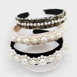 Baroque dance party cocktail travel pearl personality headband Baroque fashion street beat party pearl personality headband X0722
