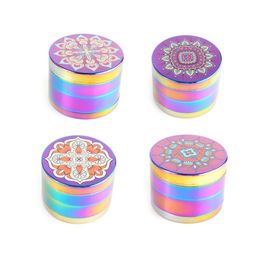 2021 Custom Rainbow Herb Grinder 4 Layers 40mm Dia Iceblue Zinc Alloy Tobacco Crusher Metal Grinders Tool