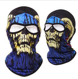 Breathable 2 holes skull masks dustproof windproof cycling mask Outdoor hiking Caming Hunting Full face protective Hood CS army cooling ice silk Caps
