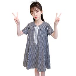 Teenage Girls Dress Plaid Pattern For Girl Lace Kids Summer Costumes 6 8 10 12 14 210528