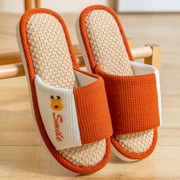 2021 Soft-soled slippers for women, summer, non-slip, perspirant, breathable, indoor wood flooring, quiet linen flip-flops 36-41