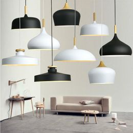 Modern Pendant Lamps Wooden Hanging Lights Aluminium Lampshades E27 Italian Dining Room Decoration Home Lighting