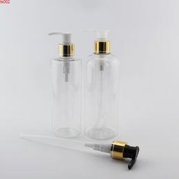 Gold Aluminum Lotion Pump Bottles 300ml / 400ml X 12 Transparent Cosmetic Container For Liquid Soap Shower Gel Body Cream