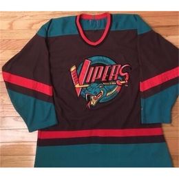 Customize Retro Vintage Detroit Vipers IHL Vintage Starter Hockey Jersey Embroidery Stitched or custom any name or number retro Jersey