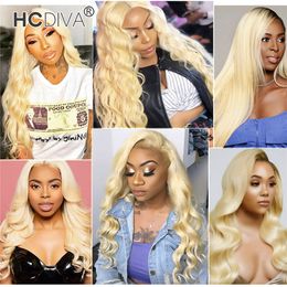 factory Blonde Human Hair Wigs Deep Middle Part Lace Front Wigs Brazilian Virgin Straight Body Wave Deep Curl Kinky Straight 150% Density