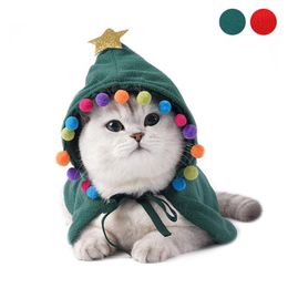 Cat Costumes Christmas Pet Dog Cloak Cape Pets Clothing Hooded Costume Dress Up Cosplay Clothes Puppy Party Festival Suit Decor